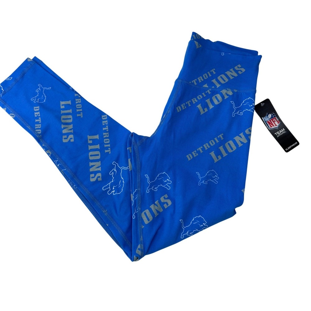 NFL Detroit Lions‎ Logo Blue Stretch Leggings Sleepwear Womens Medium New